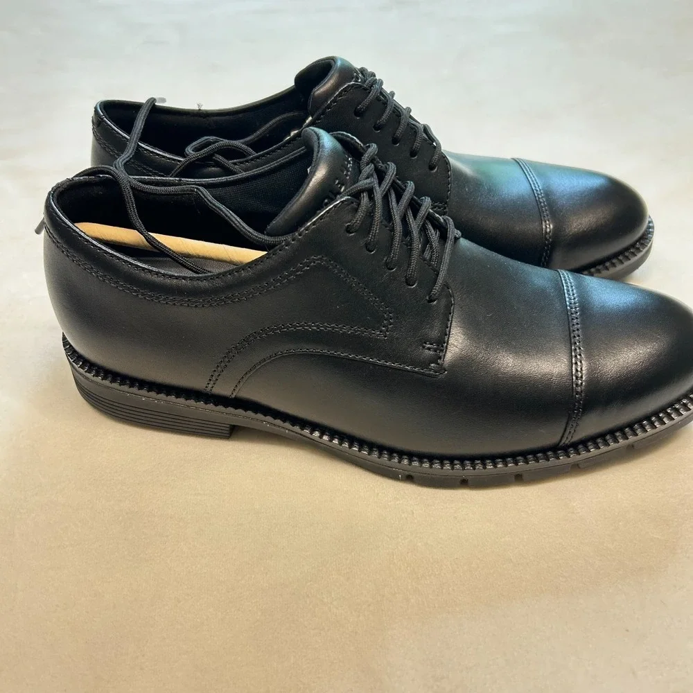 Cole Haan FlexGrand360 Plain Toe Derby Oxford Shoes Mens 7.5 Black Leather Lace